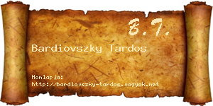 Bardiovszky Tardos névjegykártya